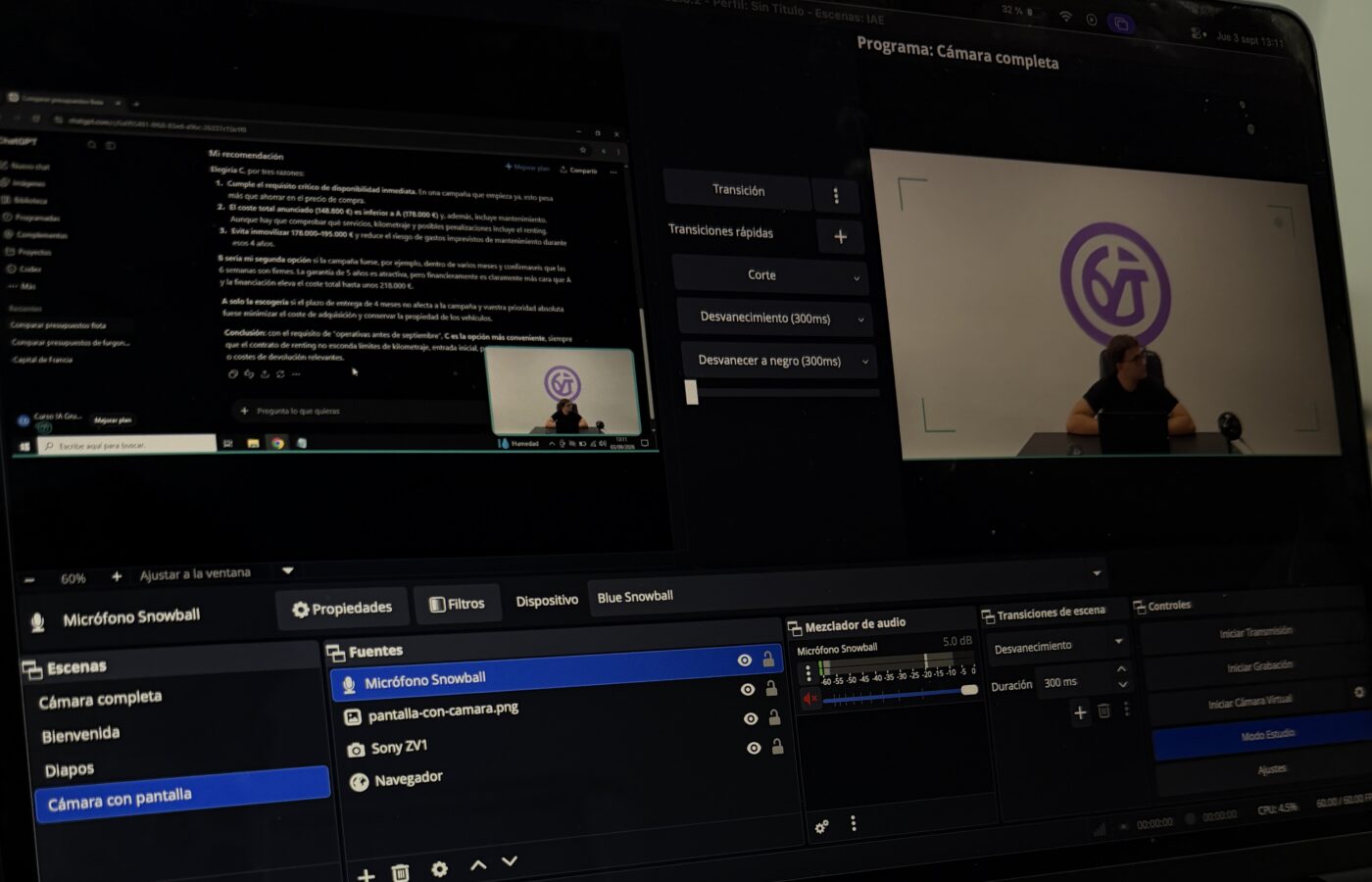 Clase del curso de IA emitida en directo desde el estudio de Grupo Digiytal